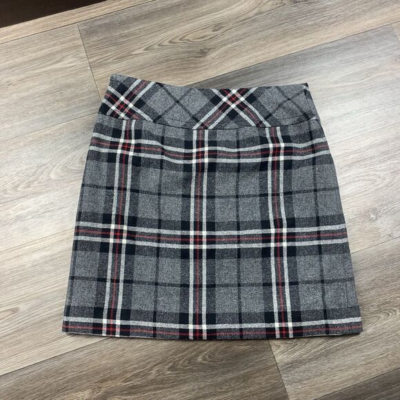 Eddie Bauer black white and red plaid dark academia wool blend skirt size P 2 - Picture 6 of 6